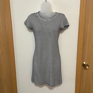 Heart Hips Bodycon White and Black Striped Dress (Size Small)
